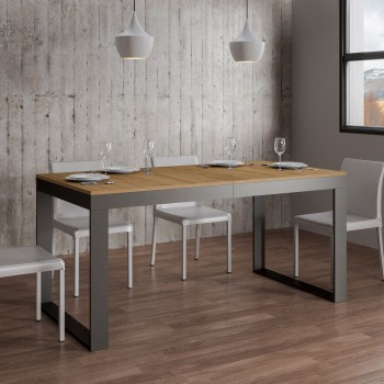 Table Tecno Evolution - Table extensible 90x120/224 cm Tecno Evolution Frêne Blanc Structure Anthracite