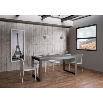 Table Tecno Evolution - Table extensible 90x120/224 cm Tecno Evolution Frêne Blanc Structure Anthracite