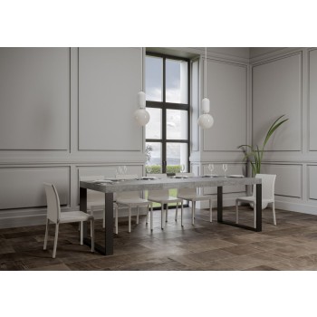 Table Tecno Premium - Table extensible 90x130/234 cm Tecno Premium Frêne Blanc Structure Anthracite