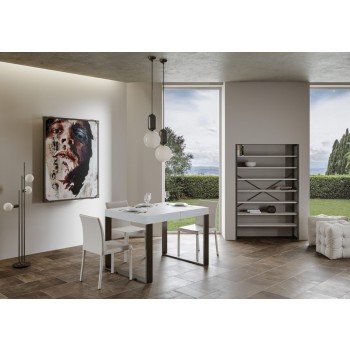 Table Tecno Premium - Table extensible 90x130/234 cm Tecno Premium Frêne Blanc Structure Anthracite