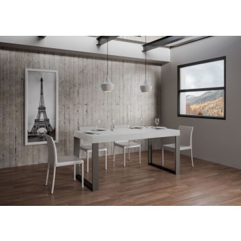 Table Tecno Premium - Table extensible 90x130/390 cm Tecno Premium Frêne Blanc Structure Anthracite