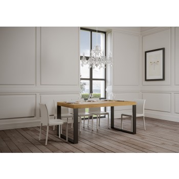 Table Tecno Premium - Table extensible 90x130/390 cm Tecno Premium Frêne Blanc Structure Anthracite