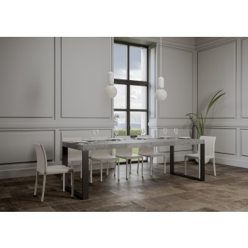 Table Tecno Premium - Table extensible 90x160/264 cm Tecno Premium Frêne Blanc Structure Anthracite