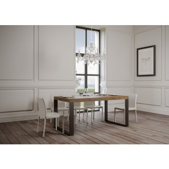 Table Tecno Premium - Table extensible 90x160/420 cm Tecno Premium Frêne Blanc Structure Anthracite