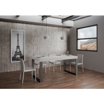 Table Tecno Premium - Table extensible 90x180/284 cm Tecno Premium Frêne Blanc Structure Anthracite