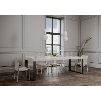 Table Tecno Premium - Table extensible 90x180/284 cm Tecno Premium Frêne Blanc Structure Anthracite