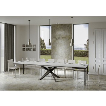 Table Volantis Evolution structure Anthracite - Table extensible 90x120/380 cm Volantis Evolution Frêne Blanc structure Anthracite