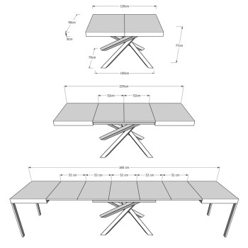 Table Volantis Evolution structure Anthracite - Table extensible 90x120/380 cm Volantis Evolution Frêne Blanc structure Anthracite