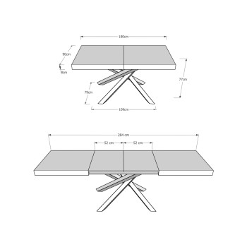 Table Volantis Evolution structure Anthracite - Table extensible 90x180/284 cm Volantis Evolution Frêne Blanc structure Anthracite