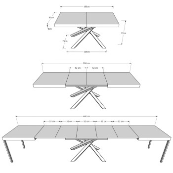 Table Volantis Evolution structure Anthracite - Table extensible 90x180/440 cm Volantis Evolution Frêne Blanc structure Anthracite