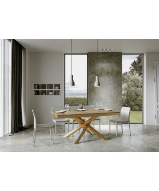 Table Volantis Evolution Structure Or - Table extensible 90x160/264 cm Volantis Evolution Frêne Blanc Structure Or