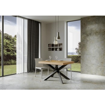 Table Volantis Premium structure Anthracite - Table extensible 90x120/224 cm Volantis Premium Frêne Blanc structure Anthracite