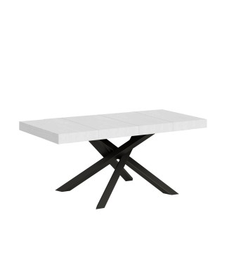 Table Volantis Premium structure Anthracite - Table extensible 90x120/224 cm Volantis Premium Frêne Blanc structure Anthracite