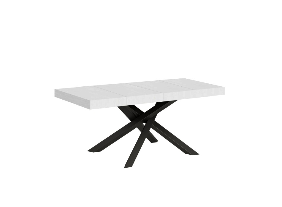 Table Volantis Premium structure Anthracite - Table extensible 90x120/224 cm Volantis Premium Frêne Blanc structure Anthracite