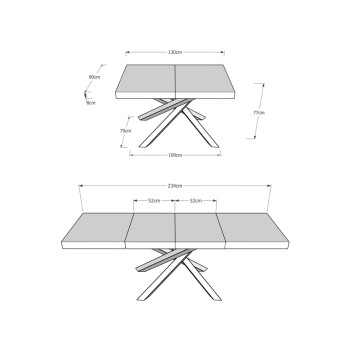 Table Volantis Premium structure Anthracite - Table extensible 90x130/234 cm Volantis Premium Frêne Blanc structure Anthracite