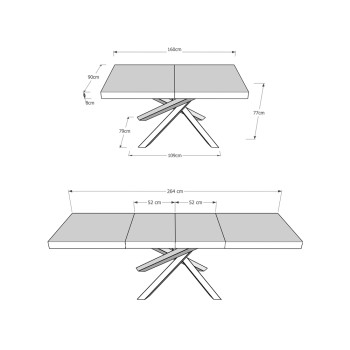 Table Volantis Premium structure Anthracite - Table extensible 90x160/264 cm Volantis Premium Frêne Blanc structure Anthracite