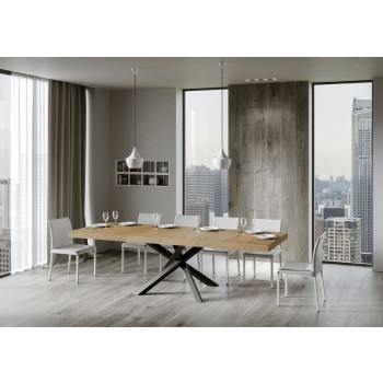 Table Volantis Premium structure Anthracite - Table extensible 90x160/264 cm Volantis Premium Frêne Blanc structure Anthracite