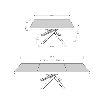 Table Volantis Premium structure Anthracite - Table extensible 90x180/284 cm Volantis Premium Frêne Blanc structure Anthracite