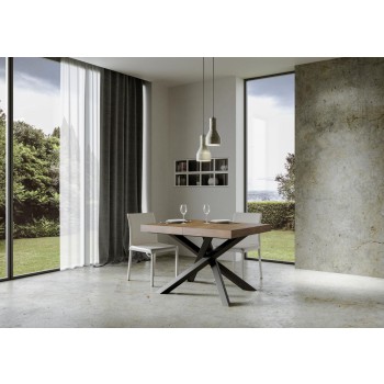 Table Volantis structure Anthracite - Table extensible 90x120/224 cm Volantis Frêne Blanc structure Anthracite