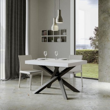 Table Volantis structure Anthracite - Table extensible 90x120/224 cm Volantis Frêne Blanc structure Anthracite