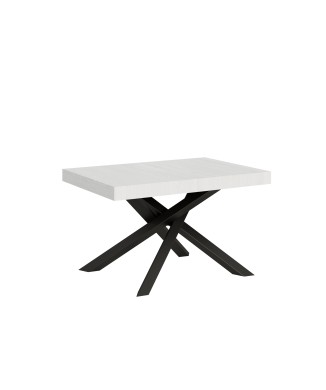 Table Volantis structure Anthracite - Table extensible 90x120/224 cm Volantis Frêne Blanc structure Anthracite