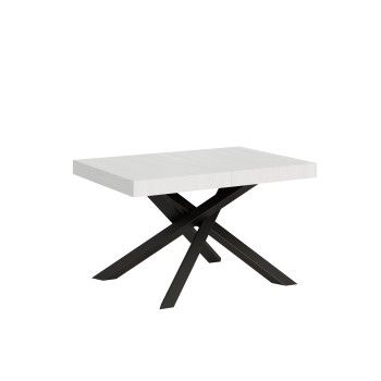 Table Volantis structure Anthracite - Table extensible 90x120/224 cm Volantis Frêne Blanc structure Anthracite