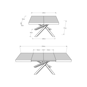 Table Volantis structure Anthracite - Table extensible 90x130/234 cm Volantis Frêne Blanc structure Anthracite