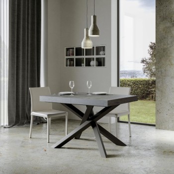 Table Volantis structure Anthracite - Table extensible 90x130/390 cm Volantis Frêne Blanc structure Anthracite