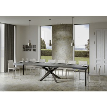 Table Volantis structure Anthracite - Table extensible 90x130/390 cm Volantis Frêne Blanc structure Anthracite