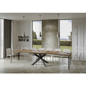 Table Volantis structure Anthracite - Table extensible 90x130/390 cm Volantis Frêne Blanc structure Anthracite