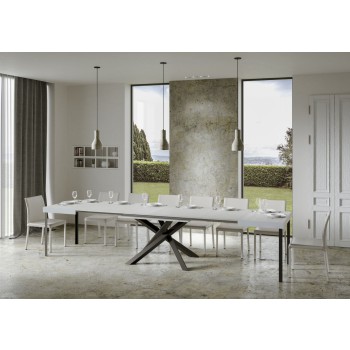 Table Volantis structure Anthracite - Table extensible 90x130/390 cm Volantis Frêne Blanc structure Anthracite