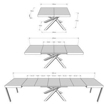 Table Volantis structure Anthracite - Table extensible 90x130/390 cm Volantis Frêne Blanc structure Anthracite