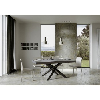 Table Volantis structure Anthracite - Table extensible 90x160/264 cm Volantis Frêne Blanc structure Anthracite