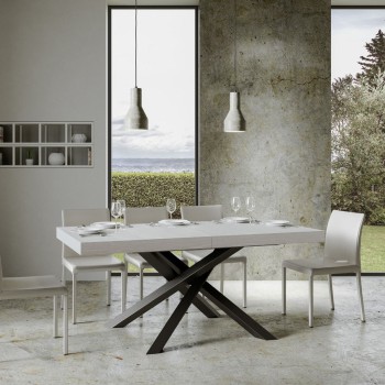 Table Volantis structure Anthracite - Table extensible 90x160/264 cm Volantis Frêne Blanc structure Anthracite