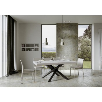 Table Volantis structure Anthracite - Table extensible 90x160/264 cm Volantis Frêne Blanc structure Anthracite