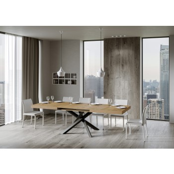 Table Volantis structure Anthracite - Table extensible 90x180/440 cm Volantis Frêne Blanc structure Anthracite