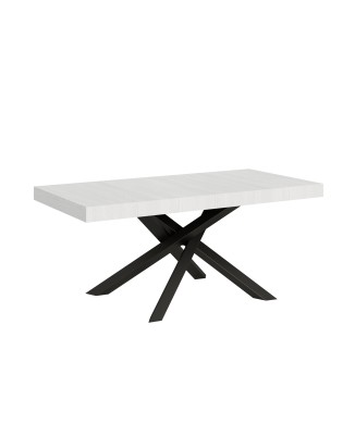 Table Volantis structure Anthracite - Table extensible 90x180/440 cm Volantis Frêne Blanc structure Anthracite