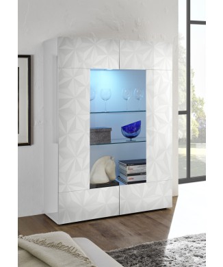 Vitrine avec 2 portes en verre PRISMA blanc